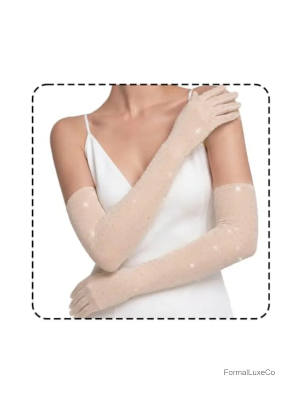 Sparkly Rhinestone Gloves Long Mesh Elbow Length Arm Sleeves Wedding Prom